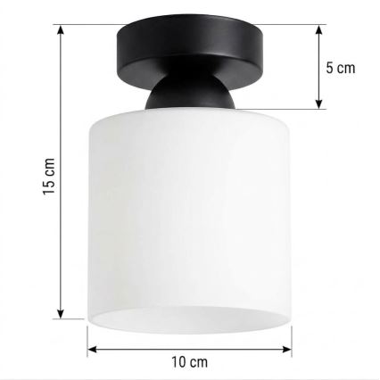 BRILAGI - LED-Deckenleuchte RETRO GLASS 1xE27/60W/230V Ø 10 cm schwarz/weiß