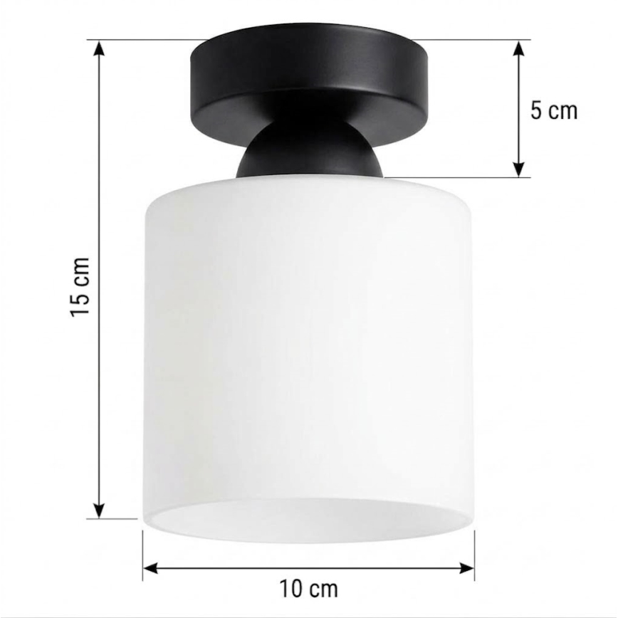 BRILAGI - LED-Deckenleuchte RETRO GLASS 1xE27/60W/230V Ø 10 cm schwarz/weiß