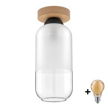 BRILAGI - LED Deckenleuchte RETRO GLASS 1xE27/60W/230V Ø 14 cm Eiche/Weiß