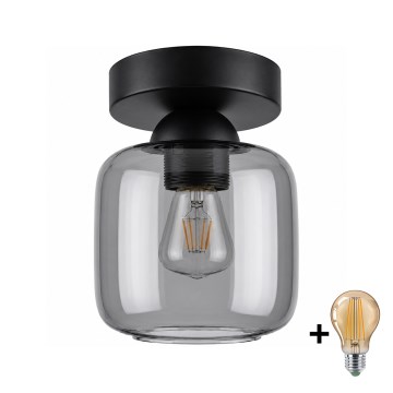 BRILAGI - LED-Deckenleuchte RETRO GLASS 1xE27/60W/230V Ø 14 cm schwarz/rauchgrau