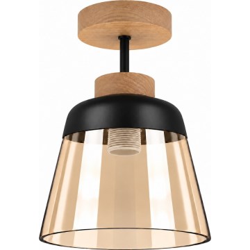 BRILAGI - LED-Deckenleuchte RETRO GLASS 1xE27/60W/230V Ø 15,5 cm Eiche/rauchbeige
