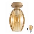 BRILAGI - LED Deckenleuchte RETRO GLASS 1xE27/60W/230V Ø 17 cm beige/rauchbeige