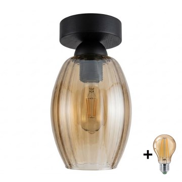 BRILAGI - LED Deckenleuchte RETRO GLASS 1xE27/60W/230V Ø 17 cm schwarz/rauchiges Beige