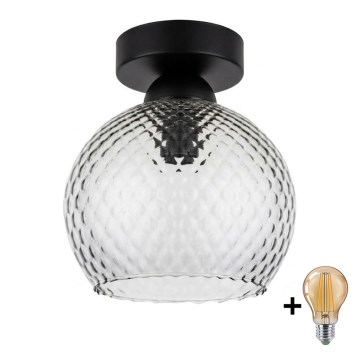 BRILAGI - LED Deckenleuchte RETRO GLASS 1xE27/60W/230V Ø 18 cm schwarz/rauchgrau