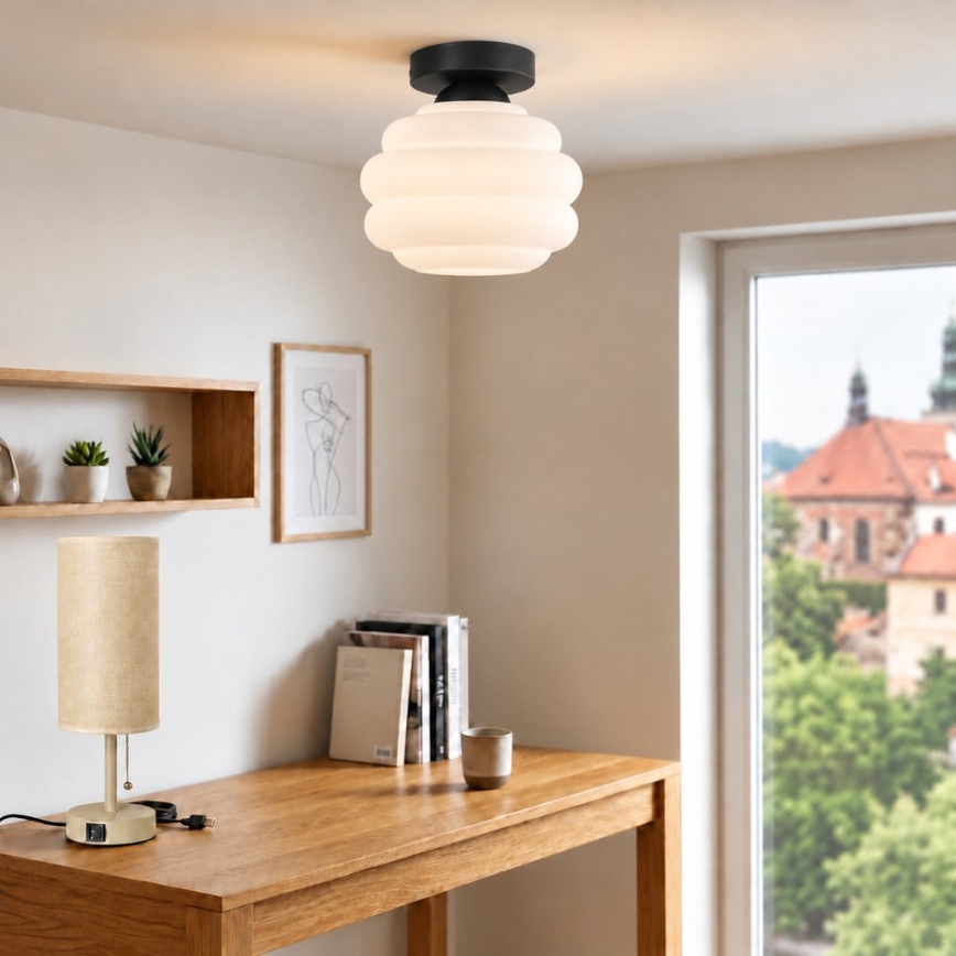 BRILAGI - LED-Deckenleuchte RETRO GLASS 1xE27/60W/230V Ø 20 cm schwarz/weiß