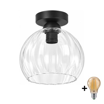 BRILAGI - LED-Deckenleuchte RETRO GLASS 1xE27/60W/230V Ø 25 cm schwarz/klar