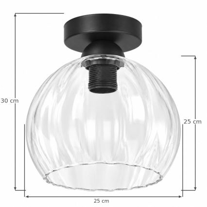 BRILAGI - LED-Deckenleuchte RETRO GLASS 1xE27/60W/230V Ø 25 cm schwarz/klar
