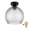 BRILAGI - LED-Deckenleuchte RETRO GLASS 1xE27/60W/230V Ø 25 cm schwarz/rauchgrau