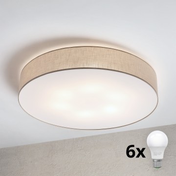 Brilagi - LED-Deckenleuchte SIRIJA 6xE27/60W/230V Ø 80 cm beige