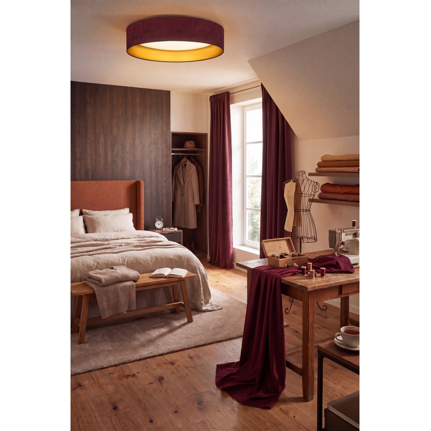 Brilagi - LED-Deckenleuchte VELVET SIMPLE LED/36 W/230 V/3000 K Ø 55 cm weinrot/gold