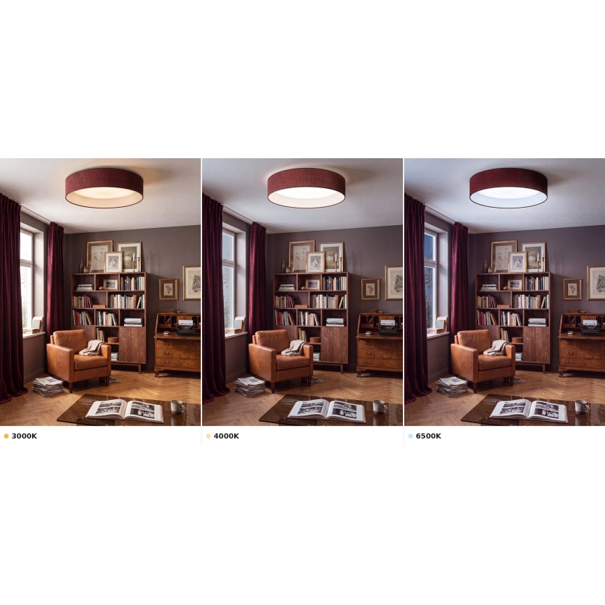 Brilagi - LED-Deckenleuchte VELVET VARI LED, 24 W, 230 V, 3000/4000/6500 K, Ø 45 cm, weinrot