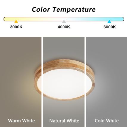 Brilagi - LED-Deckenleuchte WOODLINE LED/24W/230V 3000/4000/6000K Eiche Ø 30 cm