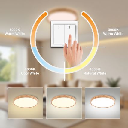 Brilagi - LED Deckenleuchte WOODROUND LED/30W/230V 3000/4000/6000K Ø 40 cm Holz CRI 90