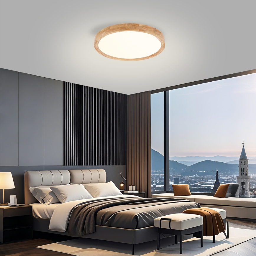 Brilagi - LED Deckenleuchte WOODROUND LED/30W/230V 3000/4000/6000K Ø 40 cm Holz CRI 90