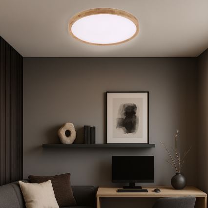 Brilagi - LED-Deckenleuchte WOODROUND LED/40W/230V 3000/4000/6000K Ø 60 cm Holz CRI 90