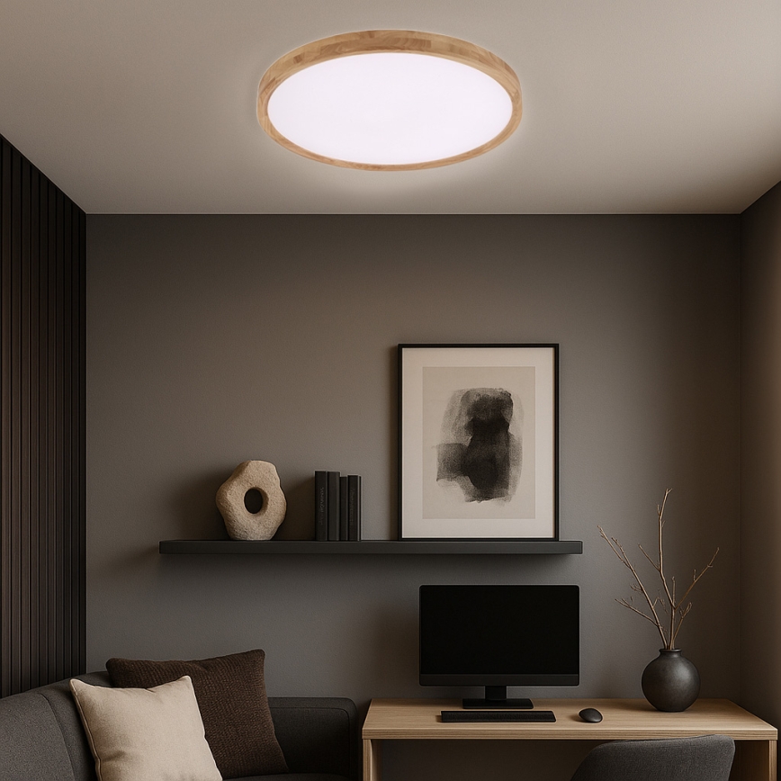 Brilagi - LED-Deckenleuchte WOODROUND LED/40W/230V 3000/4000/6000K Ø 60 cm Holz CRI 90