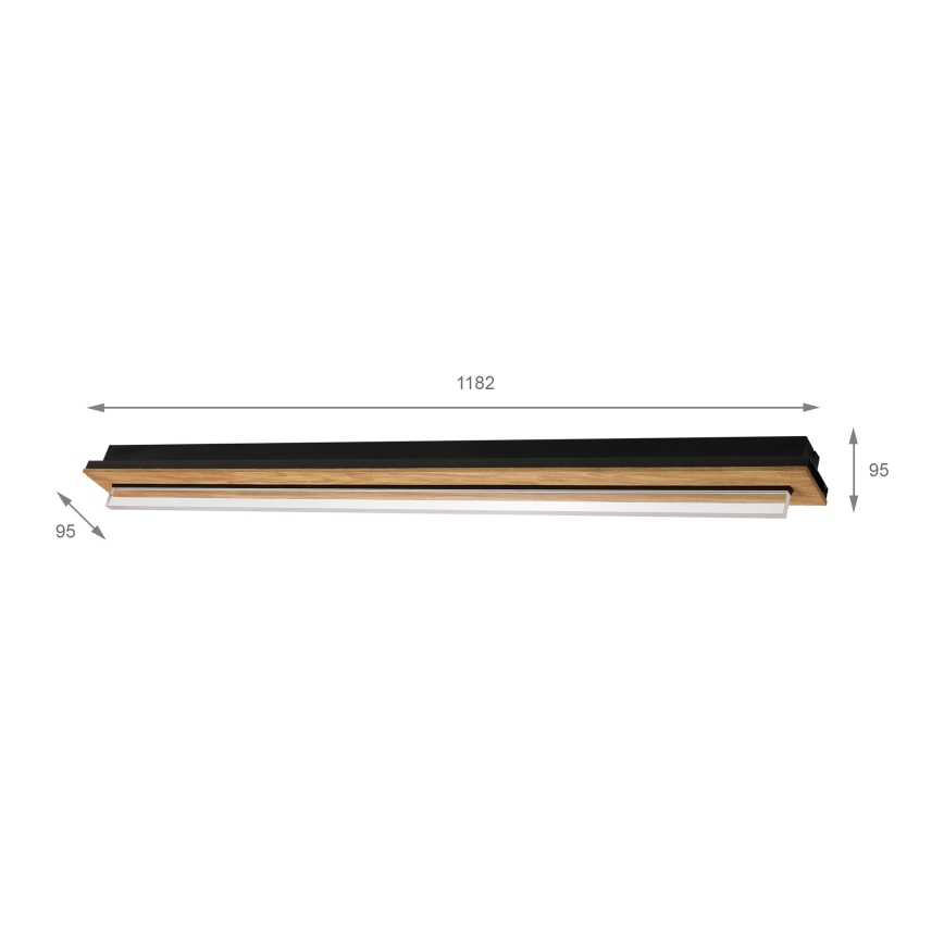 Brilagi - LED-Deckenleuchte WOODY FLAT LED/25W/230V 118 cm Eiche/Schwarz
