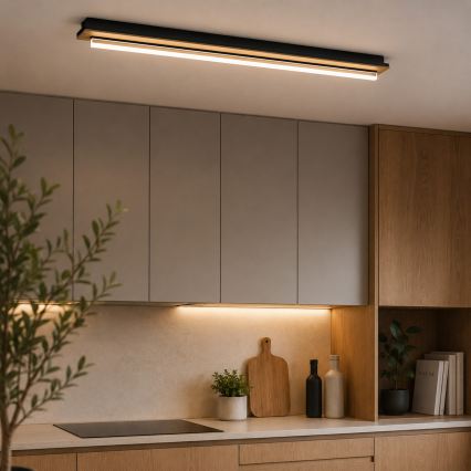 Brilagi - LED-Deckenleuchte WOODY FLAT LED/25W/230V Eiche/Schwarz