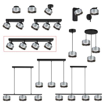 Brilagi - LED Deckenspot AURA LUX 4xGX53/30W/230V schwarz/rauchglas