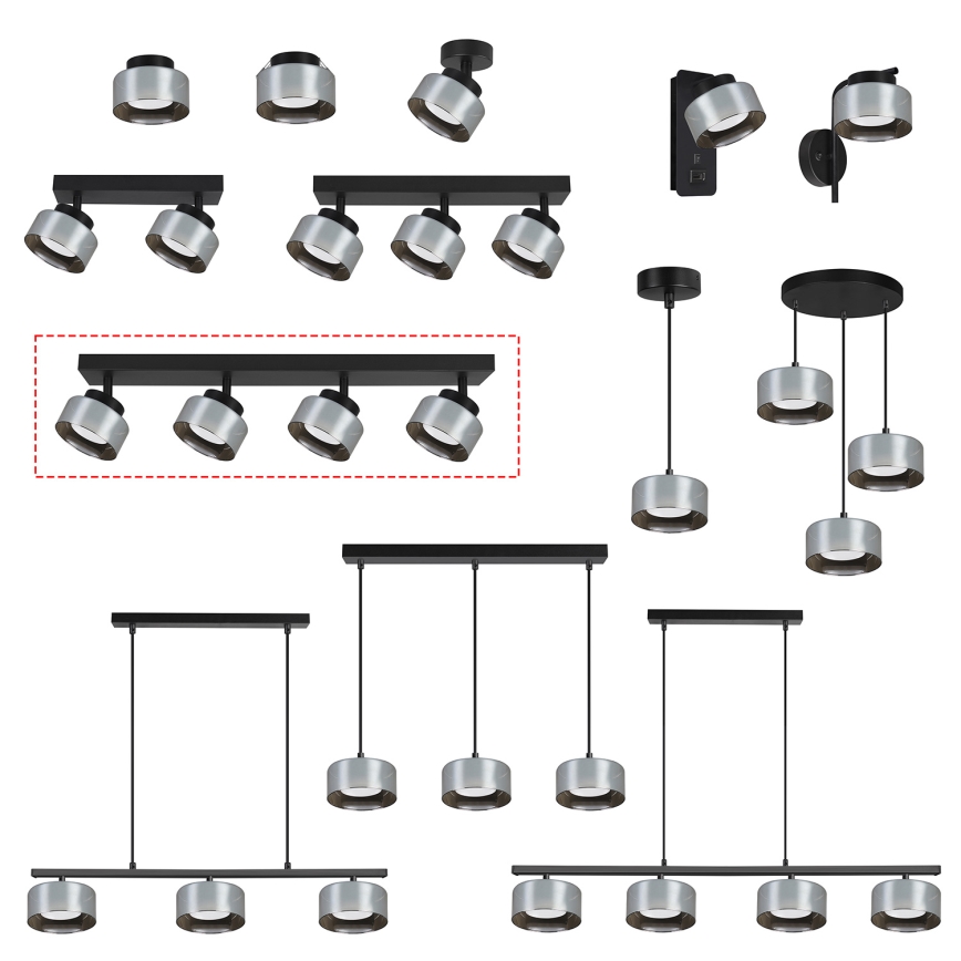 Brilagi - LED Deckenspot AURA LUX 4xGX53/30W/230V schwarz/rauchglas