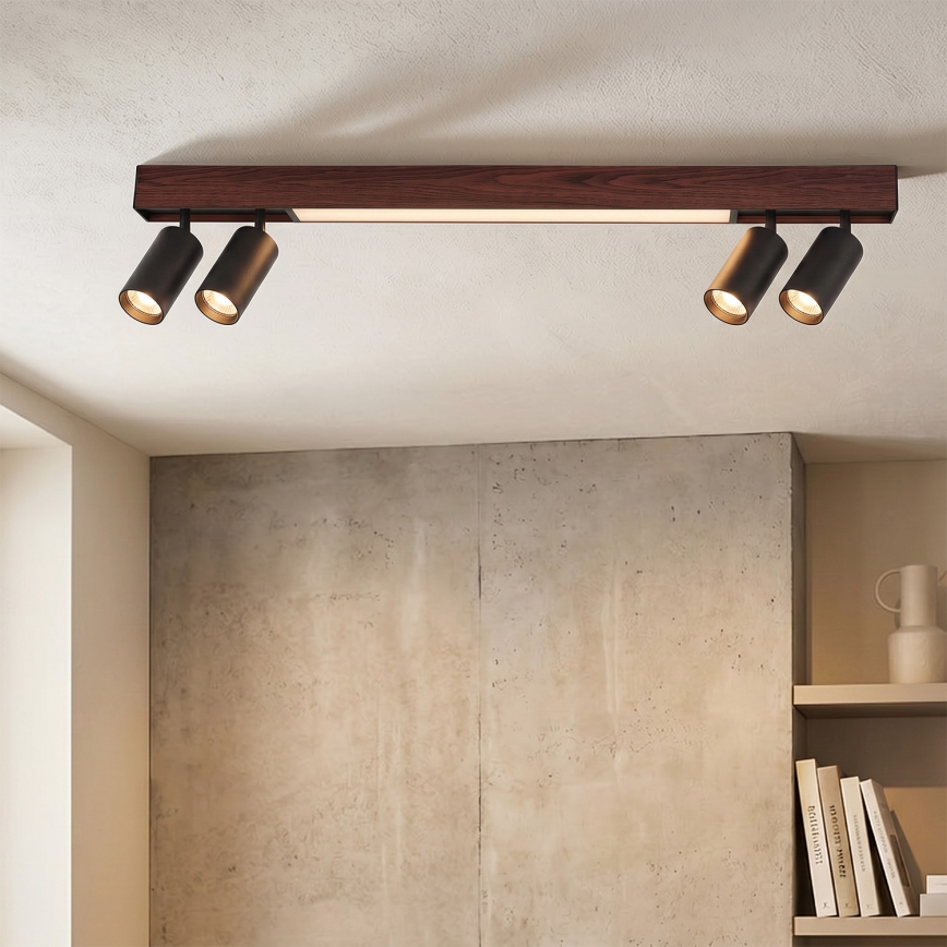 BRILAGI - LED-Deckenspot SELE 4xGU10/30W/230V + LED/20W schwarz/Eichen-Dekor