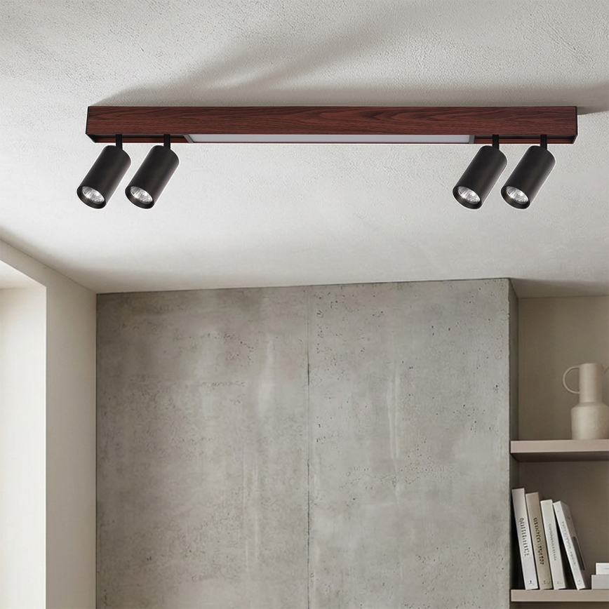 BRILAGI - LED-Deckenspot SELE 4xGU10/30W/230V + LED/20W schwarz/Eichen-Dekor