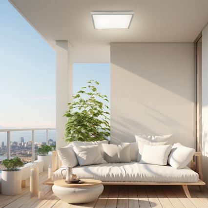 Brilagi - Dimmbare LED-Badezimmer-Deckenleuchte FRAME SMART LED/50W/230V 60x60 cm 3000-6000K IP44 Silber + Fernbedienung