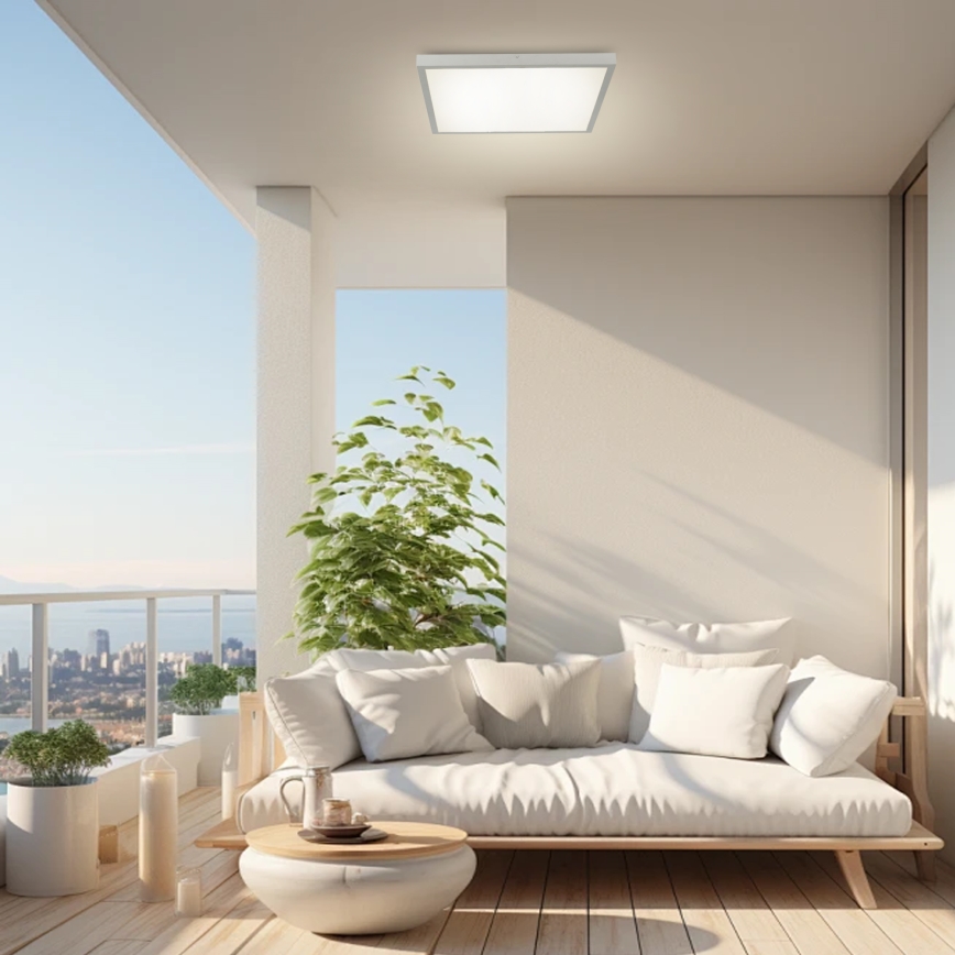 Brilagi - Dimmbare LED-Badezimmer-Deckenleuchte FRAME SMART LED/50W/230V 60x60 cm 3000-6000K IP44 Silber + Fernbedienung