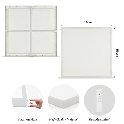 Brilagi - Dimmbare LED-Badezimmer-Deckenleuchte FRAME SMART LED/50W/230V 60x60 cm 3000-6000K IP44 Silber + Fernbedienung