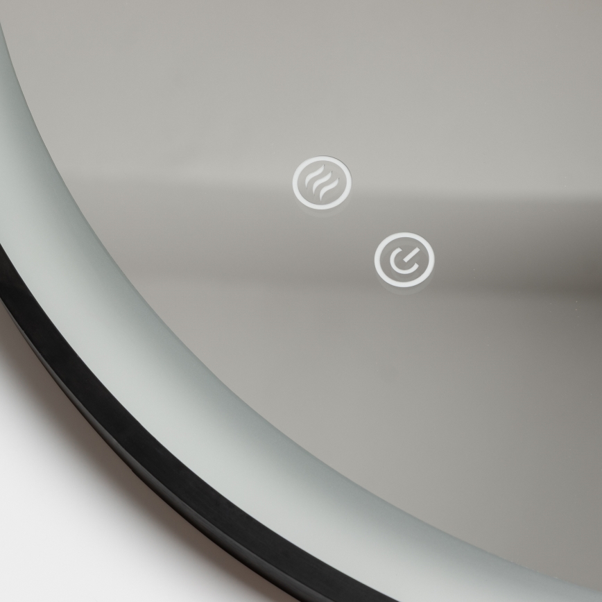 Brilagi - Dimmbarer beheizter Badezimmerspiegel mit Hintergrundbeleuchtung ALU PRO LED/18W/230V Ø 60 cm 3000/4000/6500K IP44 schwarz CRI 90