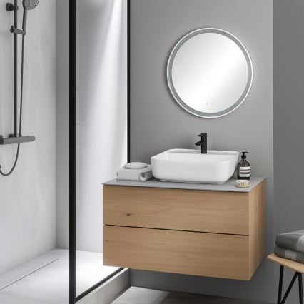 Brilagi - Dimmbarer, beheizter Badezimmerspiegel mit LED-Hinterbeleuchtung ALU PRO LED/18W/230V Ø 60 cm 3000/4000/6500 K IP44 Mattchrom CRI 90