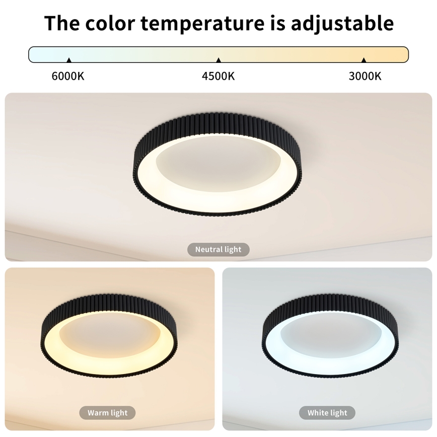 Brilagi - LED-dimmbare Deckenleuchte FALCON MODERN LED/30W/230V 3000-6500K Ø 40 cm schwarz + Fernbedienung