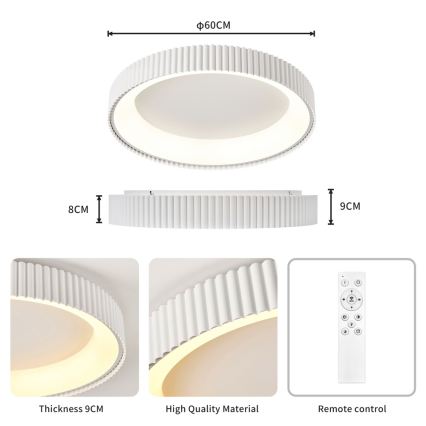 Brilagi - Dimmbare LED-Deckenleuchte FALCON MODERN LED/54W/230V 3000-6000K 60 cm Weiß + Fernbedienung