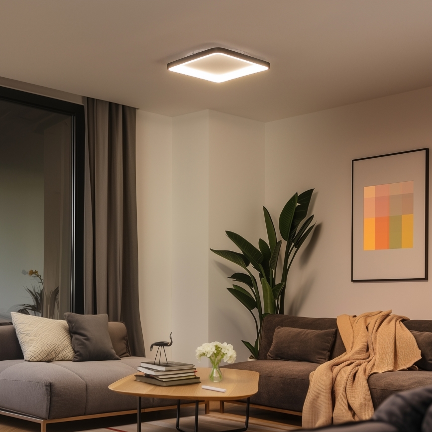 Brilagi - dimmbare LED-Deckenleuchte FALCON SLIM LED/50W/230V 3000-6500K 50x50 cm schwarz + Fernbedienung
