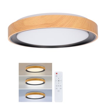 Brilagi - LED dimmbar Deckenleuchte FLOCO LED/48 W/230 V 3000–6500 K Ø 40 cm Holzdekor/Schwarz + Fernbedienung