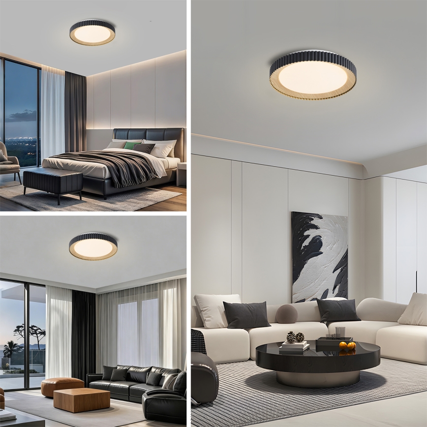 Brilagi - dimmbare LED-Deckenleuchte NEXO LED/48W/230V 3000-6000K schwarz Ø 43 cm + Fernbedienung