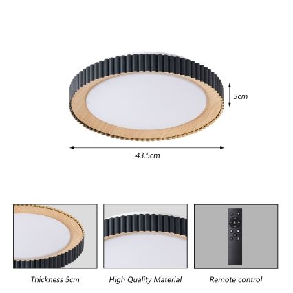 Brilagi - dimmbare LED-Deckenleuchte NEXO LED/48W/230V 3000-6000K schwarz Ø 43 cm + Fernbedienung