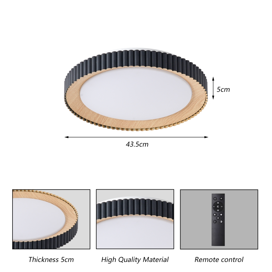 Brilagi - dimmbare LED-Deckenleuchte NEXO LED/48W/230V 3000-6000K schwarz Ø 43 cm + Fernbedienung