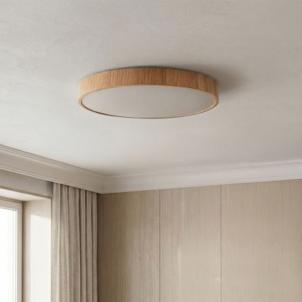 Brilagi - LED-dimmbare Deckenleuchte POOL LED/50W/230V 3000-6000K Ø 40 cm Holzdekor + Fernbedienung