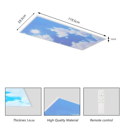 Brilagi - LED-dimmbare Deckenleuchte SLIMFRAME LED/80W/230V 120x60 cm 3000-6000K silber/blau + Fernbedienung