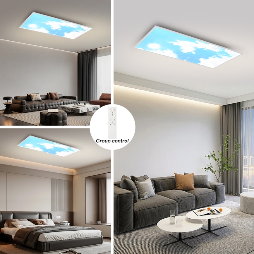 Brilagi - LED-dimmbare Deckenleuchte SLIMFRAME SKY LED/80W/230V 120x60 cm 3000-6000K silber/blau + Fernbedienung