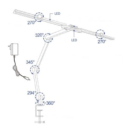 Brilagi - LED Dimmbar flexible Tischleuchte VARIO LED/24W/230V 3000-6500K CRI 92 schwarz