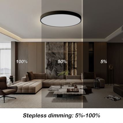 Brilagi - LED-dimmbare Deckenleuchte POOL SMART LED/180W/230V 3000-6000K Ø 120 cm Wi-Fi Tuya schwarz + Fernbedienung