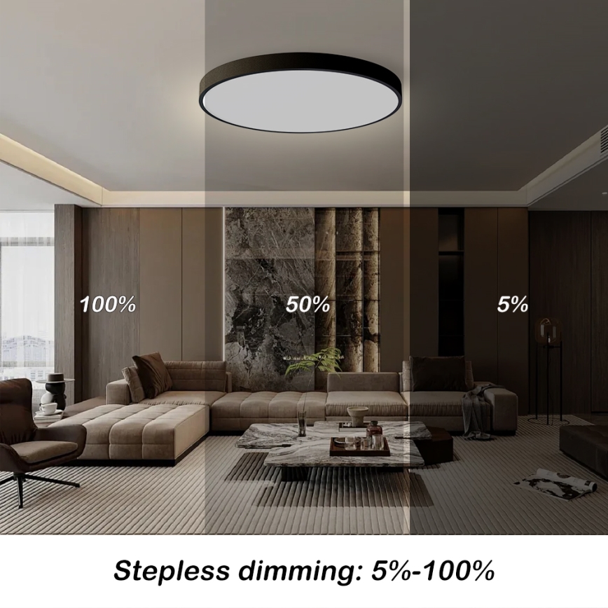 Brilagi - LED-dimmbare Deckenleuchte POOL SMART LED/180W/230V 3000-6000K Ø 120 cm Wi-Fi Tuya schwarz + Fernbedienung