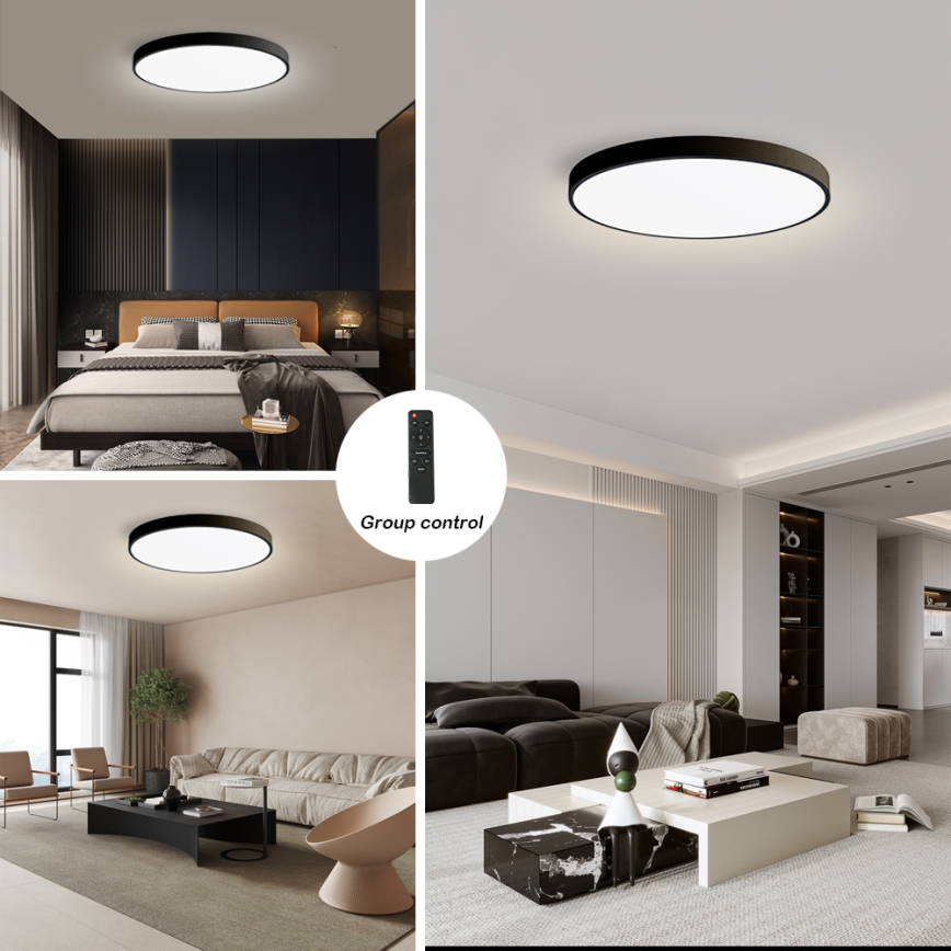 Brilagi - LED-dimmbare Deckenleuchte POOL SMART LED/180W/230V 3000-6000K Ø 120 cm Wi-Fi Tuya schwarz + Fernbedienung