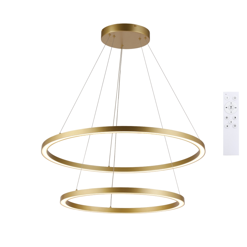 Brilagi - dimmbare LED-Pendelleuchte an Kabel PORTOFINO LED/98W/230V 3000-6000K Ø 80 cm gold + Fernbedienung