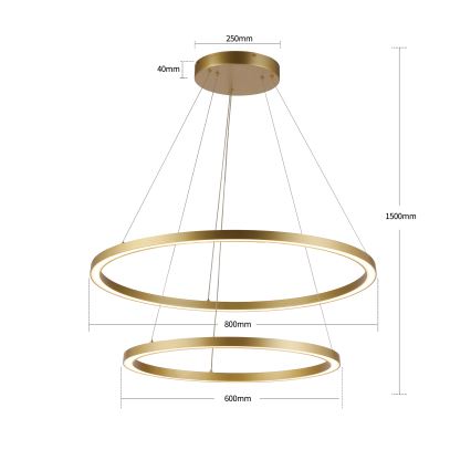 Brilagi - dimmbare LED-Pendelleuchte an Kabel PORTOFINO LED/98W/230V 3000-6000K Ø 80 cm gold + Fernbedienung
