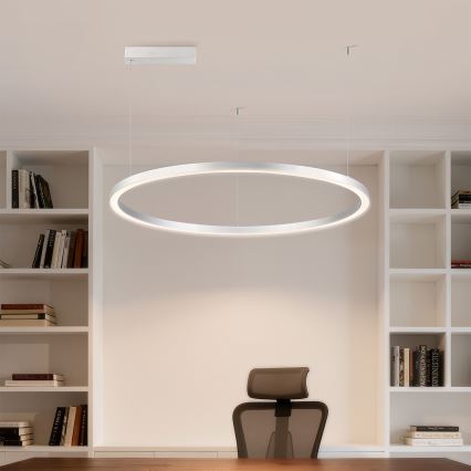 Brilagi - LED-dimmbare Pendelleuchte PORTOFINO mit Seilaufhängung LED/60W/230V 3000-6000K Ø 80 cm silber + Fernbedienung