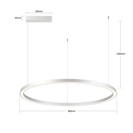 Brilagi - LED-dimmbare Pendelleuchte PORTOFINO mit Seilaufhängung LED/60W/230V 3000-6000K Ø 80 cm silber + Fernbedienung