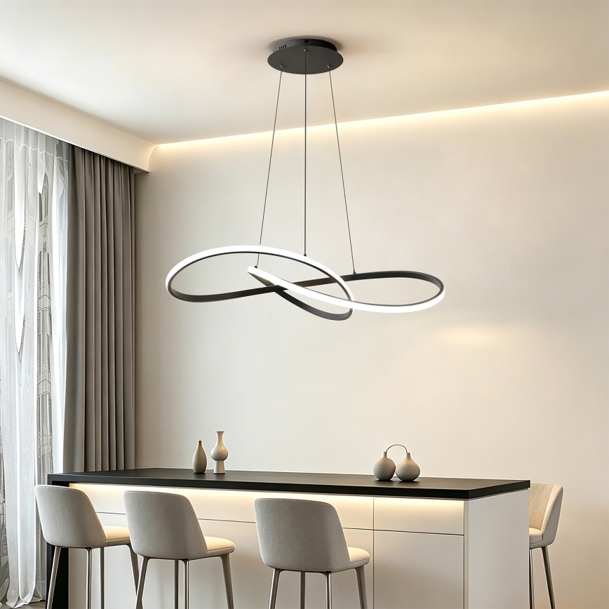 Brilagi - LED-dimmbare Pendelleuchte mit Kabelaufhängung INFINITY LED/80W/230V 3000-6000K 80x80 cm schwarz + Fernbedienung